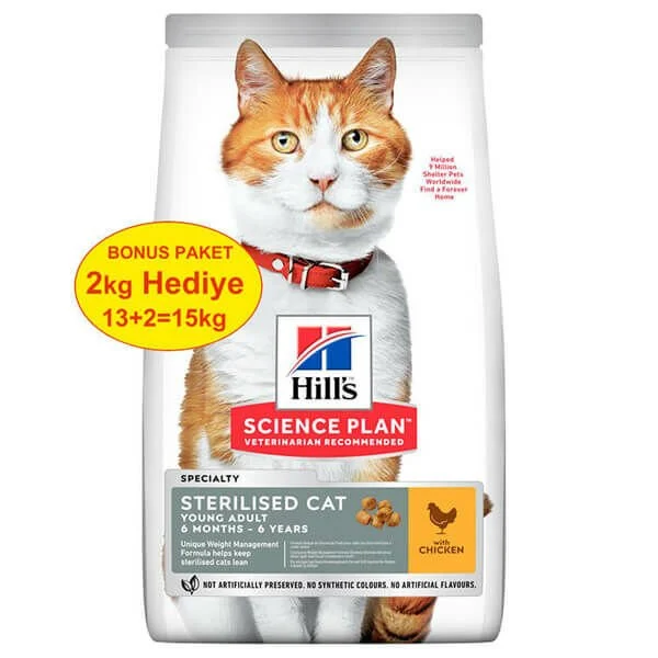 Hills Tavuklu Kısırlaştırılmış Kedi Maması 13+2 Kg